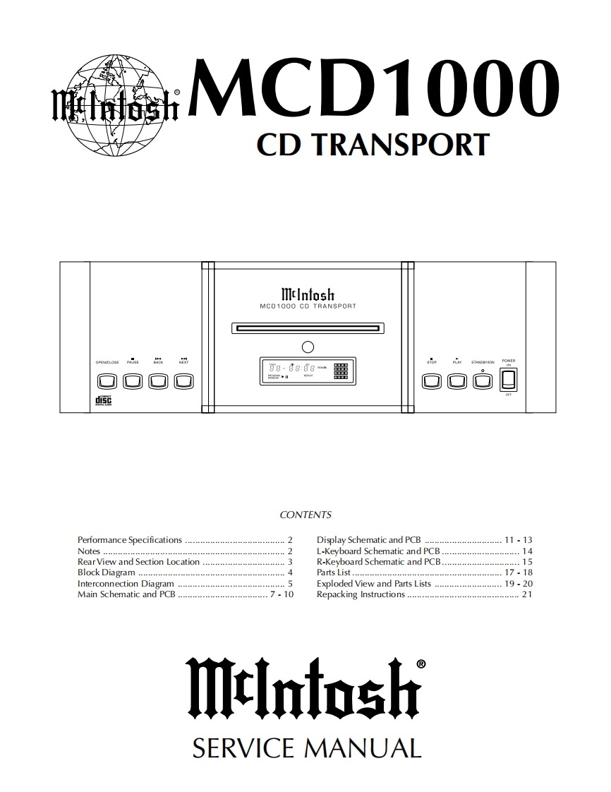 MCINTOSH-MCD1000_service-manual维修手册