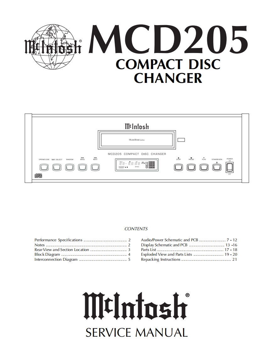 MCINTOSH-MCD205_service-manual维修手册