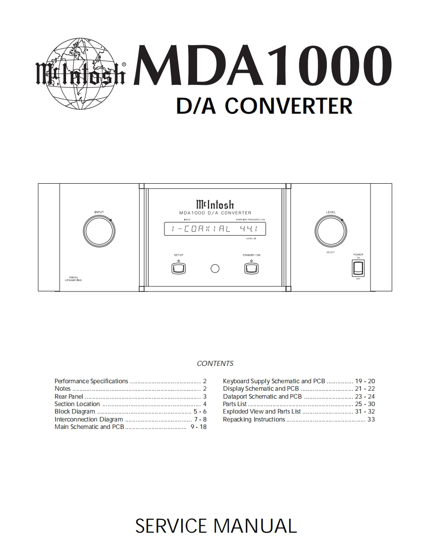 MCINTOSH-MDA1000_service-manual维修手册