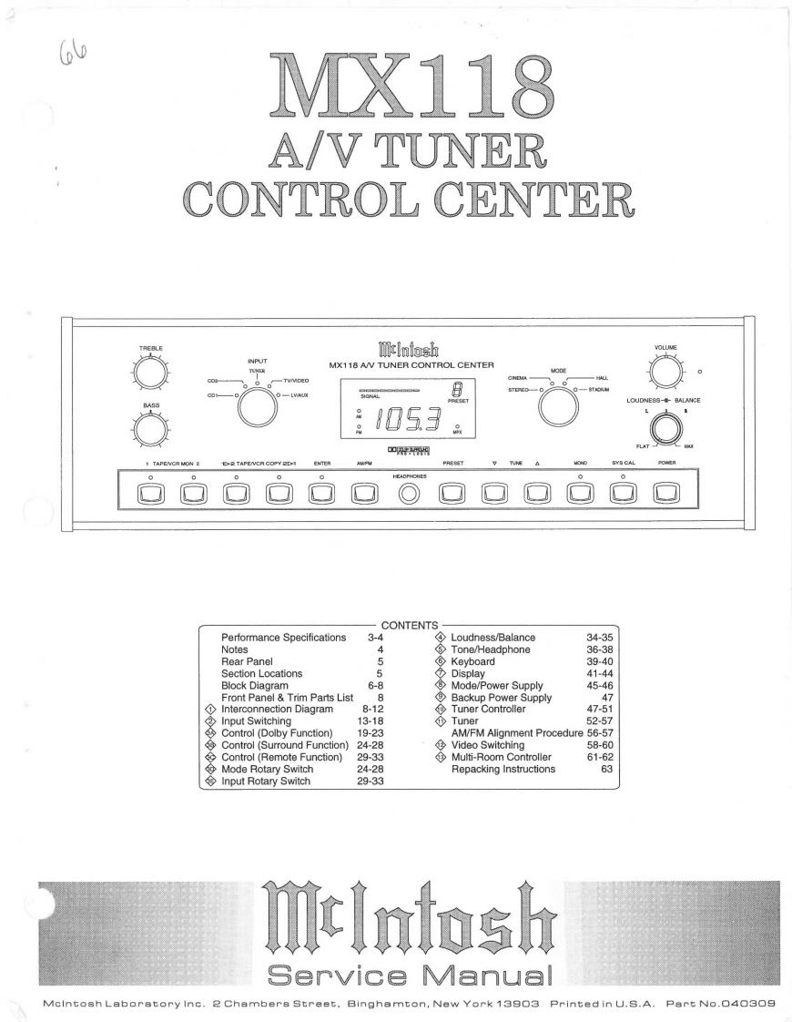 MCINTOSH-MX118_service-manual维修手册