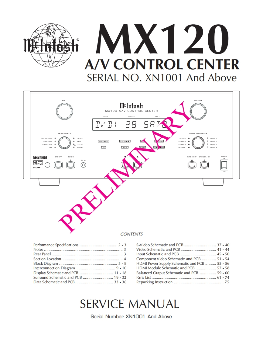 MCINTOSH-MX120_service-manual维修手册