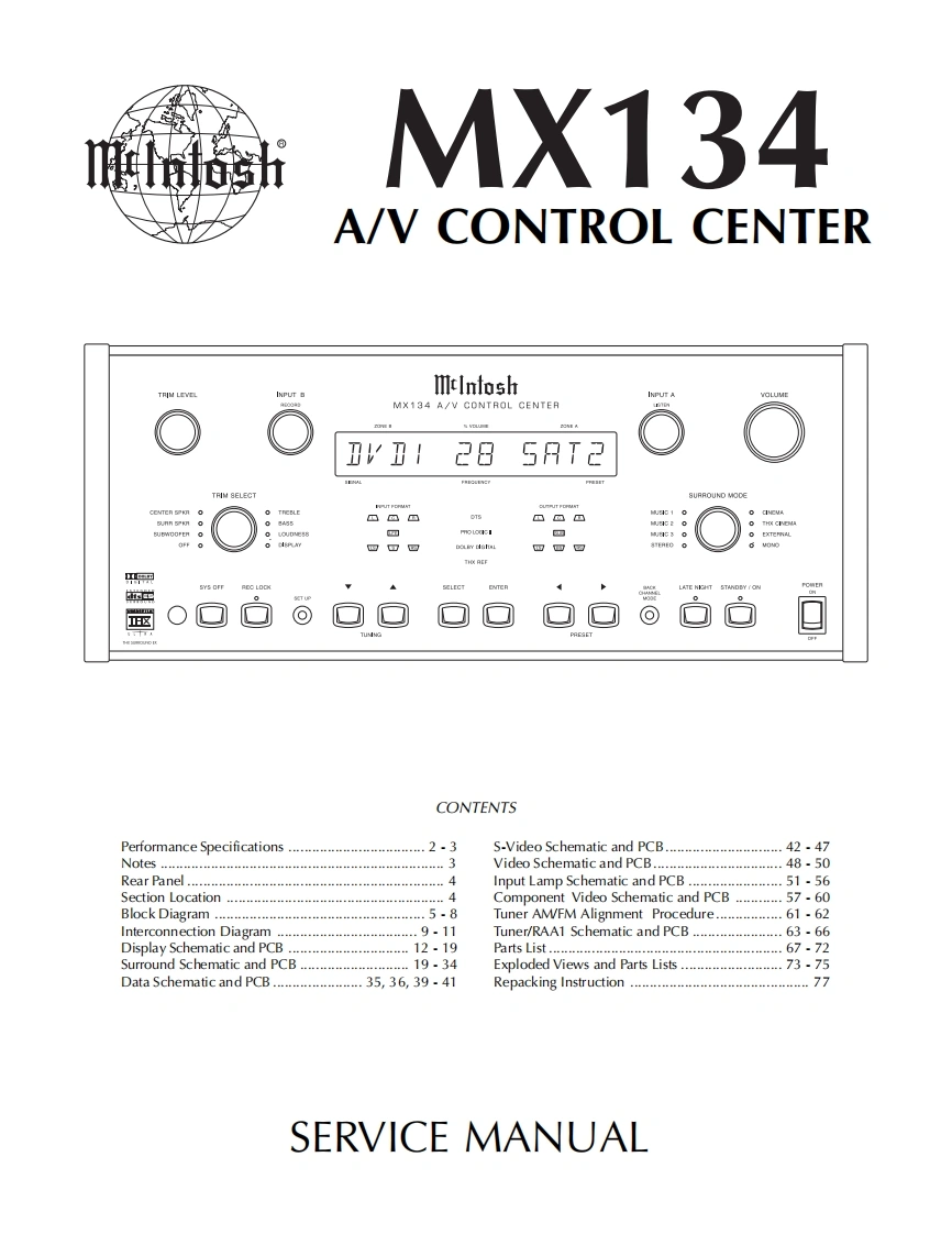 MCINTOSH-MX134_service-manual维修手册