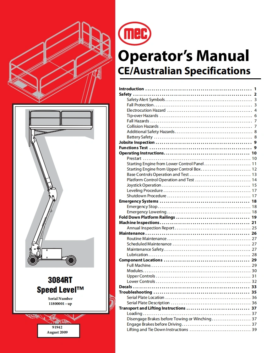 MEC-3084RT-Operators-Manual操作与维护保养说明书手册