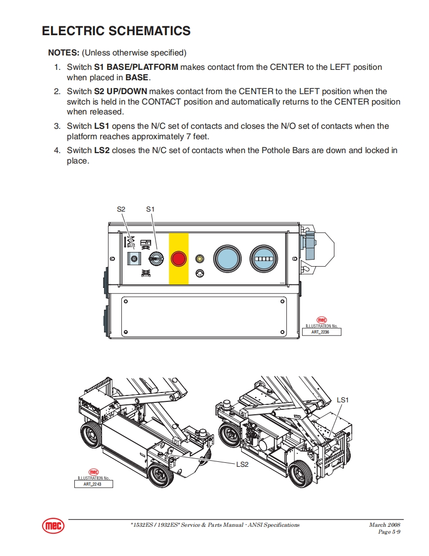 MEC升降车平台90753-SCH维修电气原理图手册