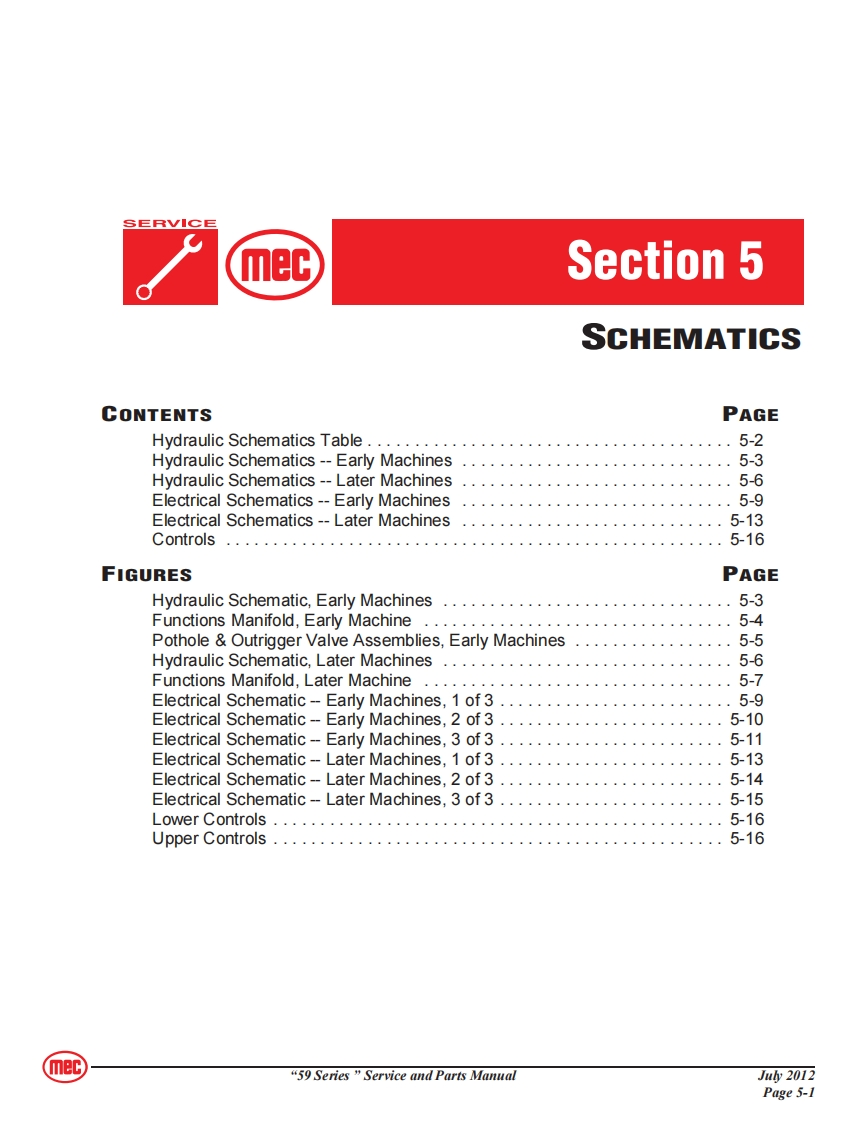 MEC升降车平台92847-SCH维修电气原理图手册