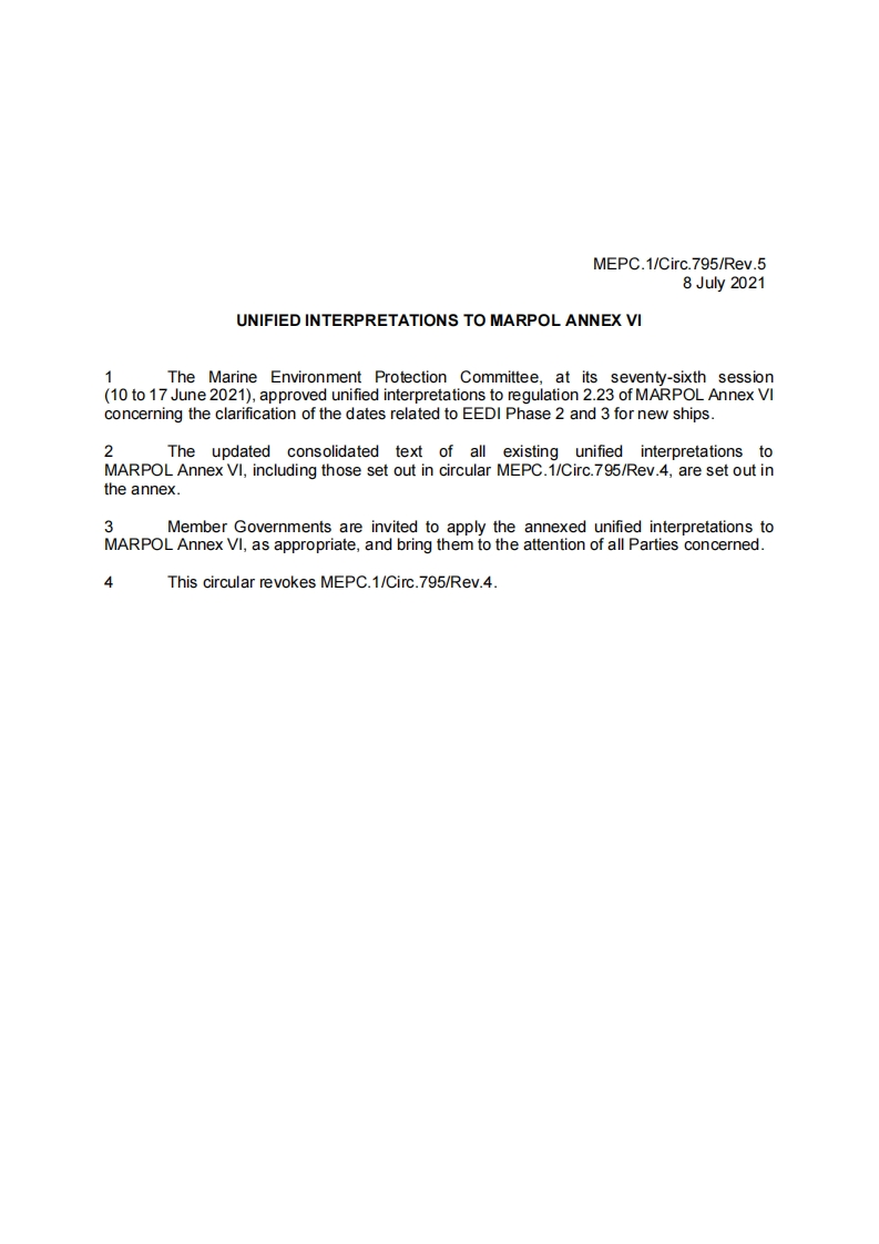 MEPC.1-Circ.795-Rev.5？-？Unified？Interpretations？To？Marpol？Annex？Vi？(Secretariat)