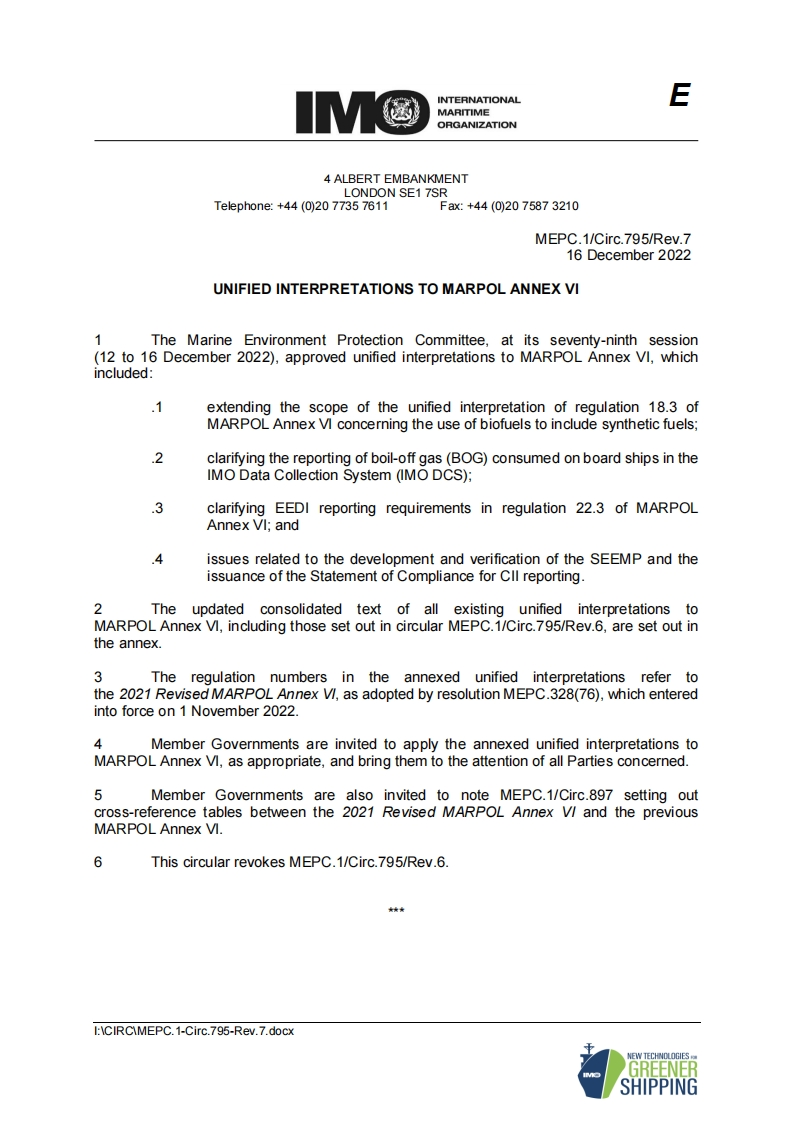 MEPC.1-Circ.795-Rev.7？-？Unified？Interpretations？To？MARPOL？Annex？VI