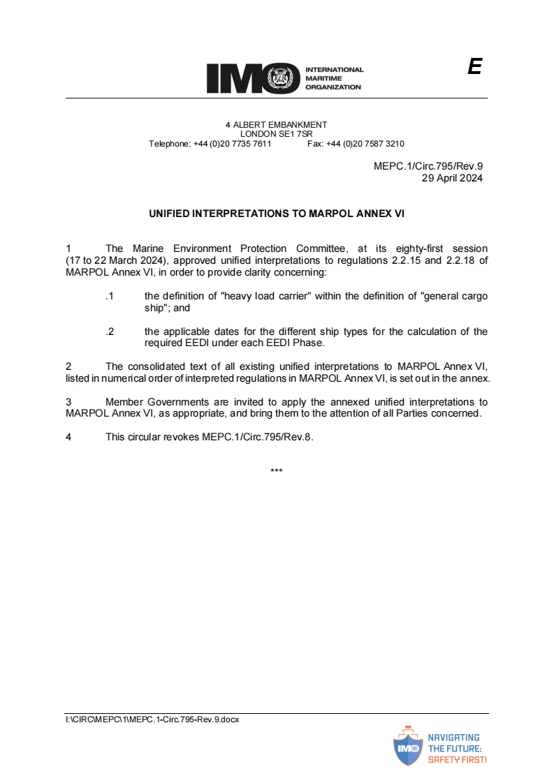 MEPC.1-Circ.795-Rev.9？-？Unified？Interpretations？To？Marpol？Annex？VI