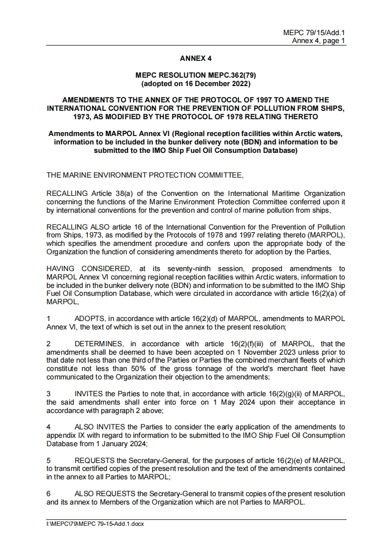 MEPC.362(79)-Amendments？to？MARPOL？ANNEXE？VI