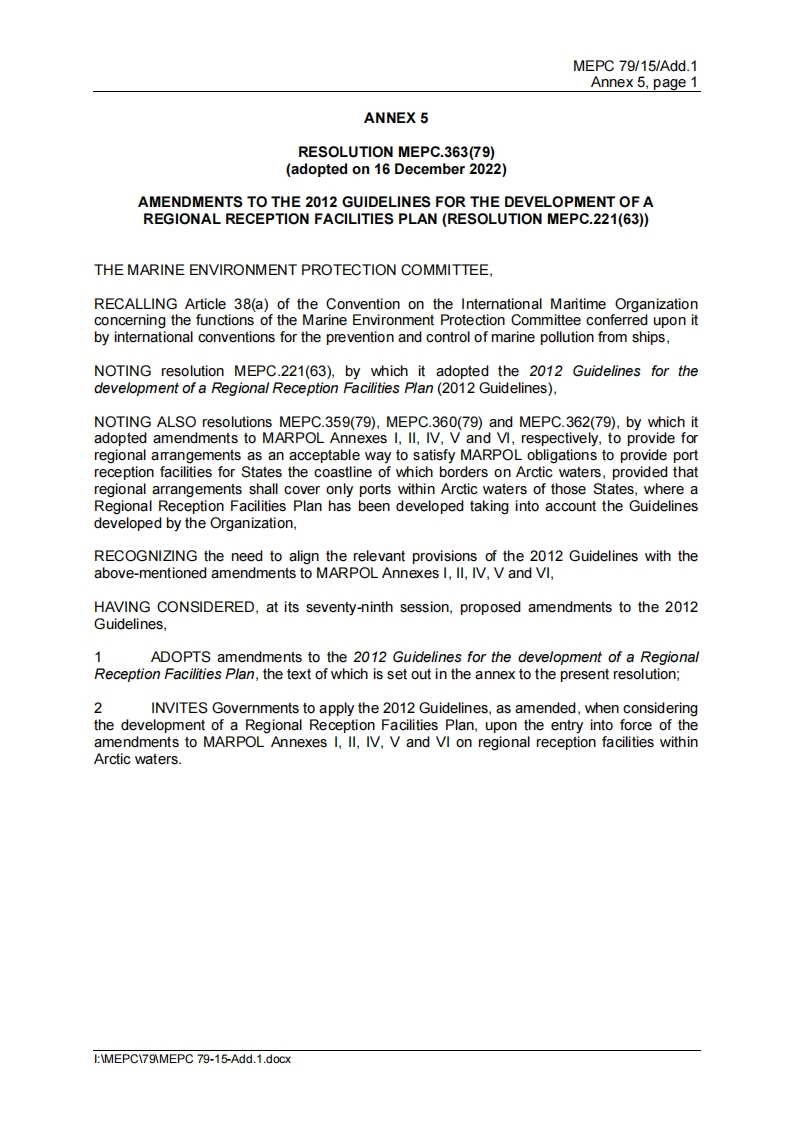 MEPC.363(79)-Amendments？to？the？2012？Guidelines？for？the？development？of？a？Regional？Reception？Facilities？Plan