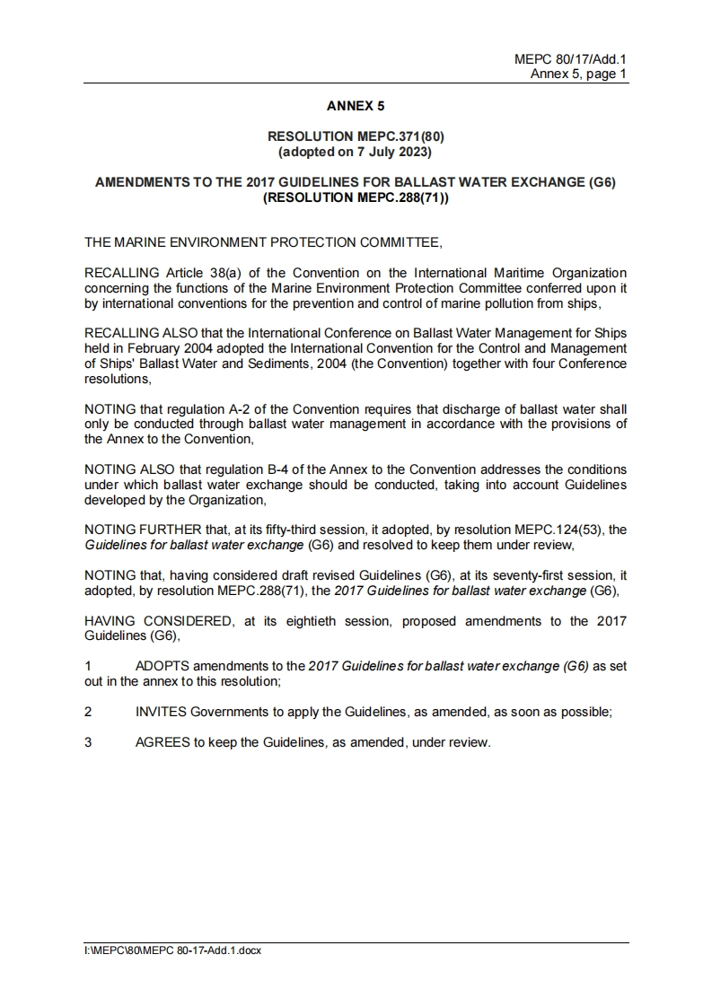 MEPC.371(80)-Amendmentstothe2017Guidelinesforballastwaterexchange(G6)