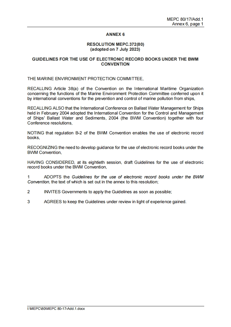 MEPC.372(80)-GuidelinesfortheuseofelectronicrecordbooksundertheBWMConvention