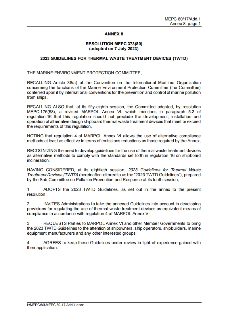 MEPC.373(80)-2023GuidelinesforThermalWasteTreatmentDevices(TWTD)