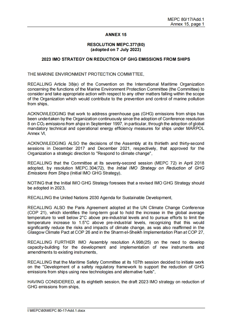 MEPC.377(80)-2023IMOStrategyonReductionofGHGEmissionsfromShips