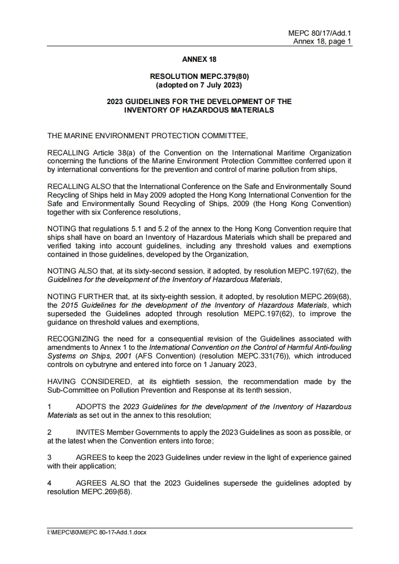 MEPC.379(80)-2023GuidelinesforthedevelopmentoftheInventoryofHazardousMaterials