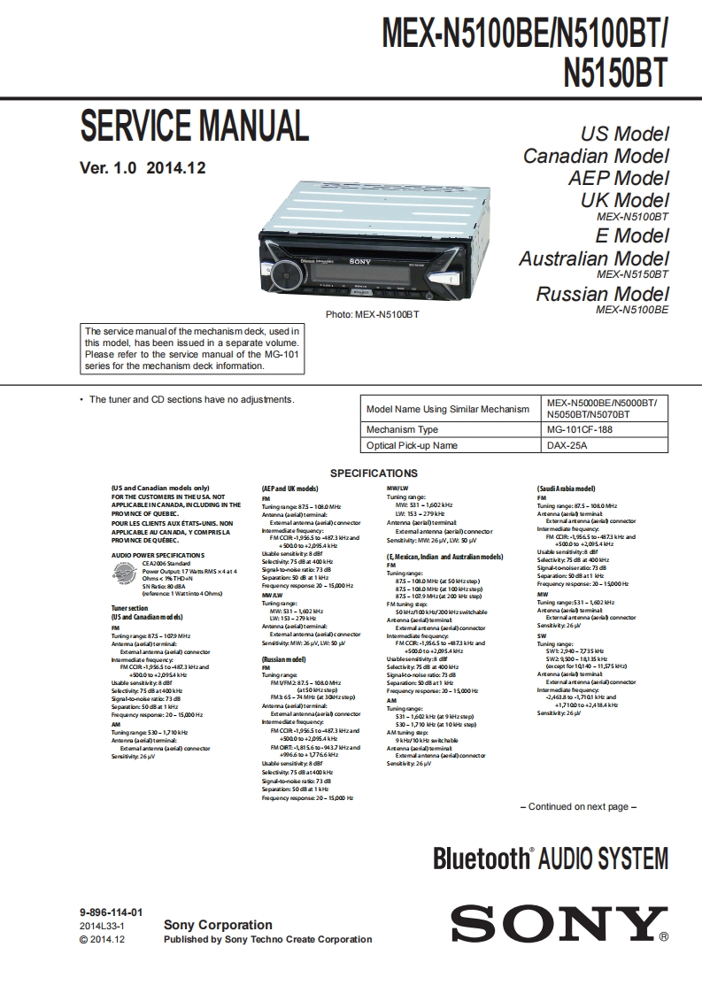 MEXN5100BT_维修手册含电器原理图