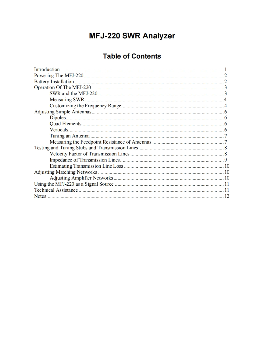 MFJ-220B_Manual操作说明书手册