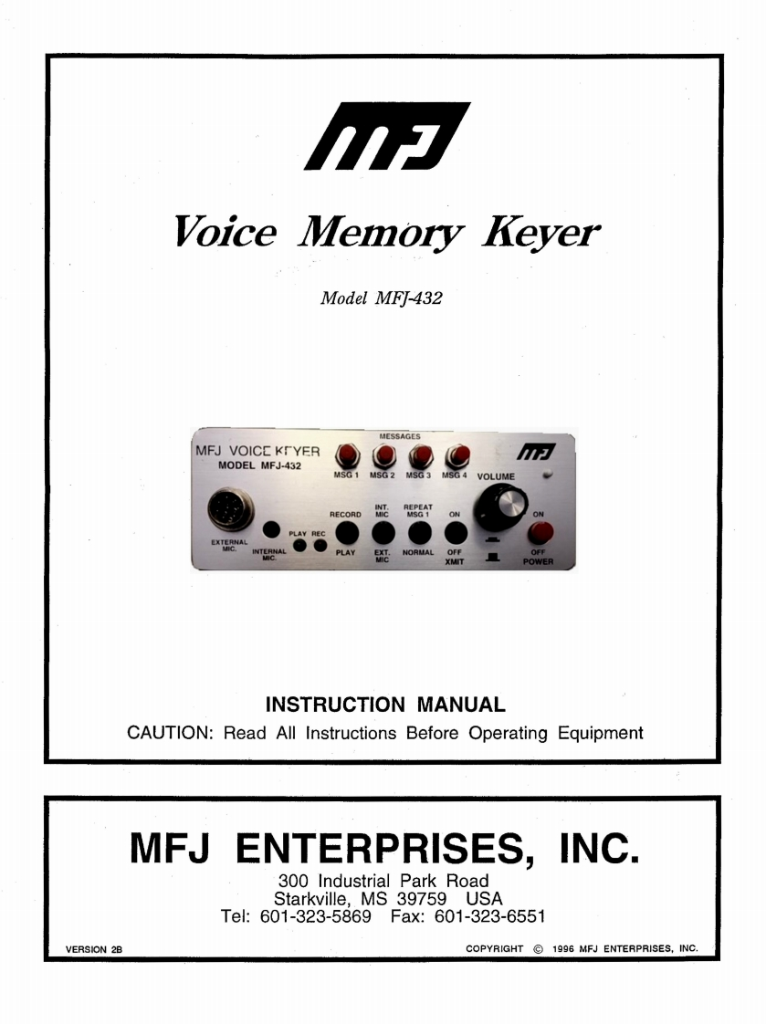 MFJ-432_使用说明书手册
