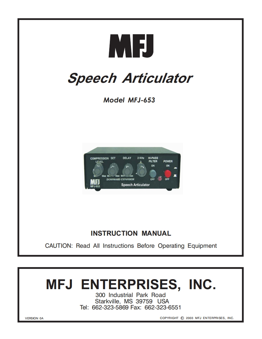 MFJ-653_Manual操作说明书手册