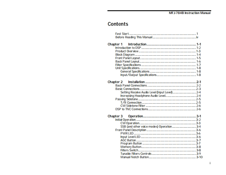 MFJ-784B_Manual操作说明书手册