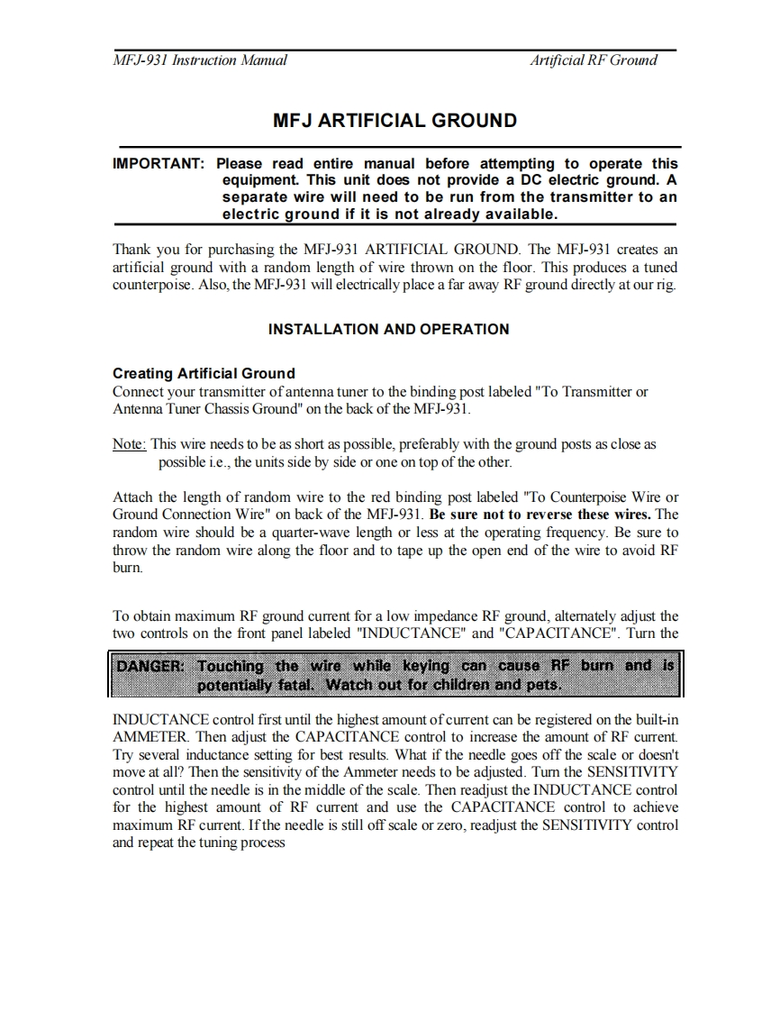 MFJ-931_Manual操作说明书手册