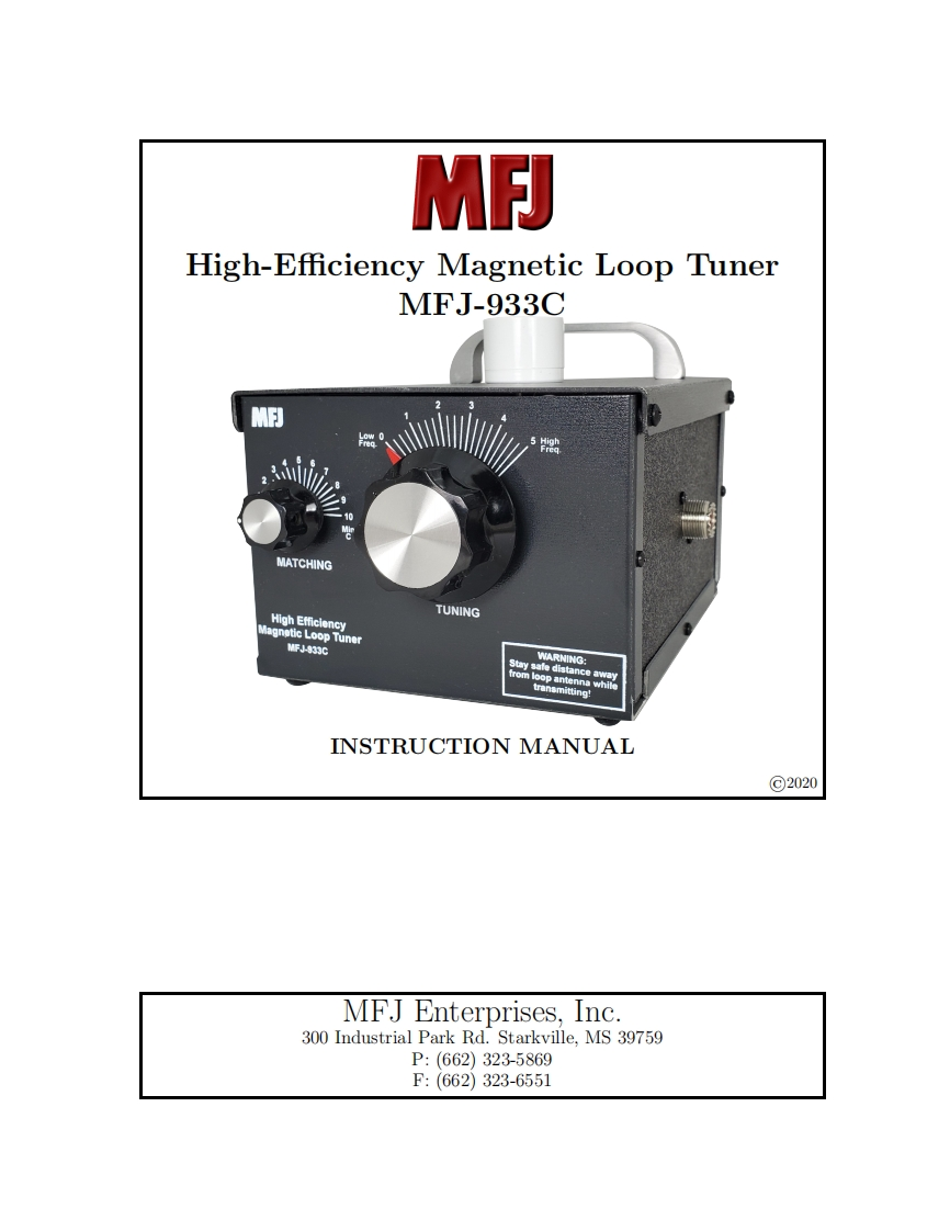 MFJ-933C_LoopTuner_使用说明书手册