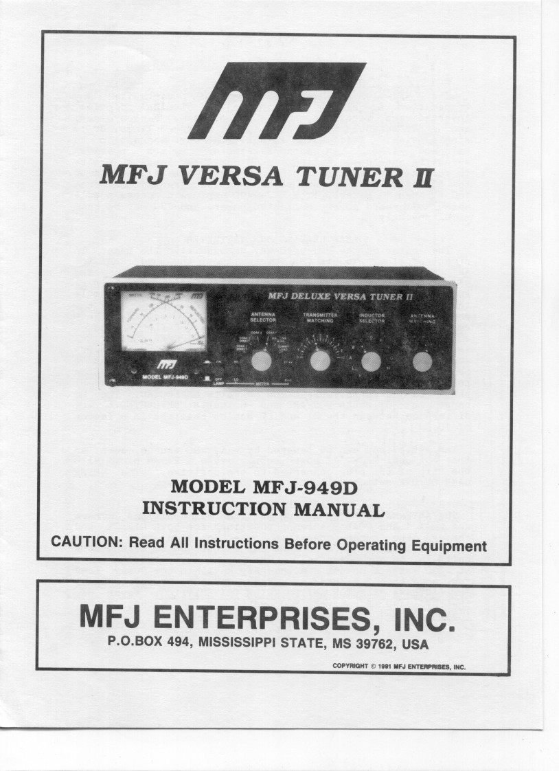 MFJ-949D_使用说明书手册