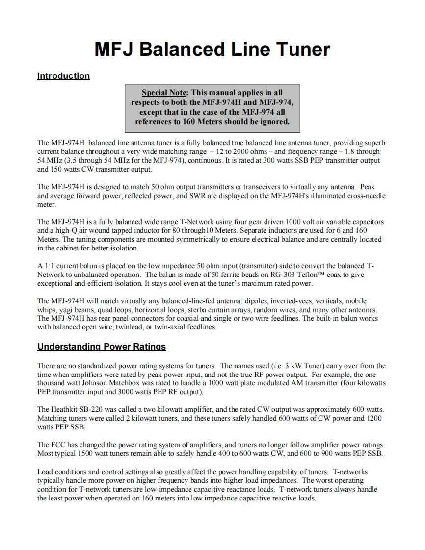 MFJ-974_Manual操作说明书手册