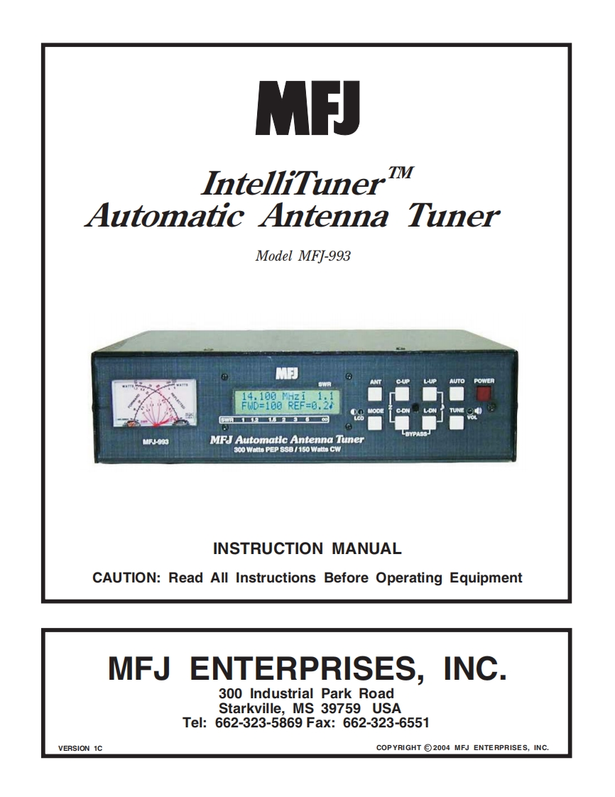 MFJ-993_Manual操作说明书手册