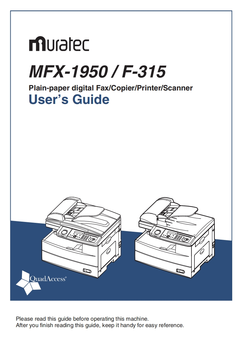 MFX-1950_F-315UserGuide操作说明书手册