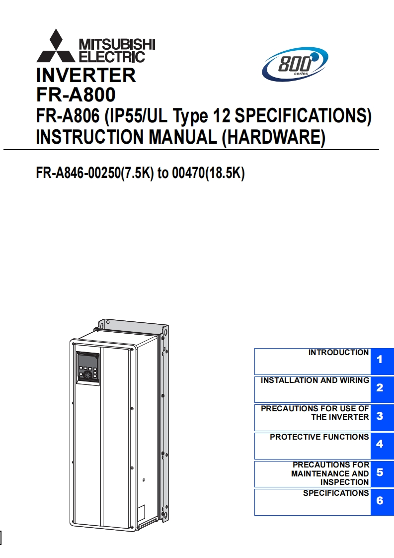 MITSUBISHI_FR-A806-IP55UL-Type-12-SPECIFICATIONS-INSTRUCTION-MANUAL-HARDWARE