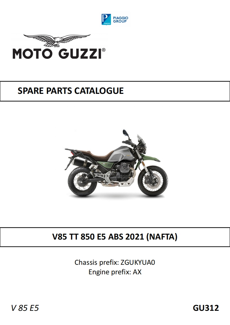 MOTOGUZZI摩托古兹摩托车2021-V85TT-PARTS维修操作说明书手册