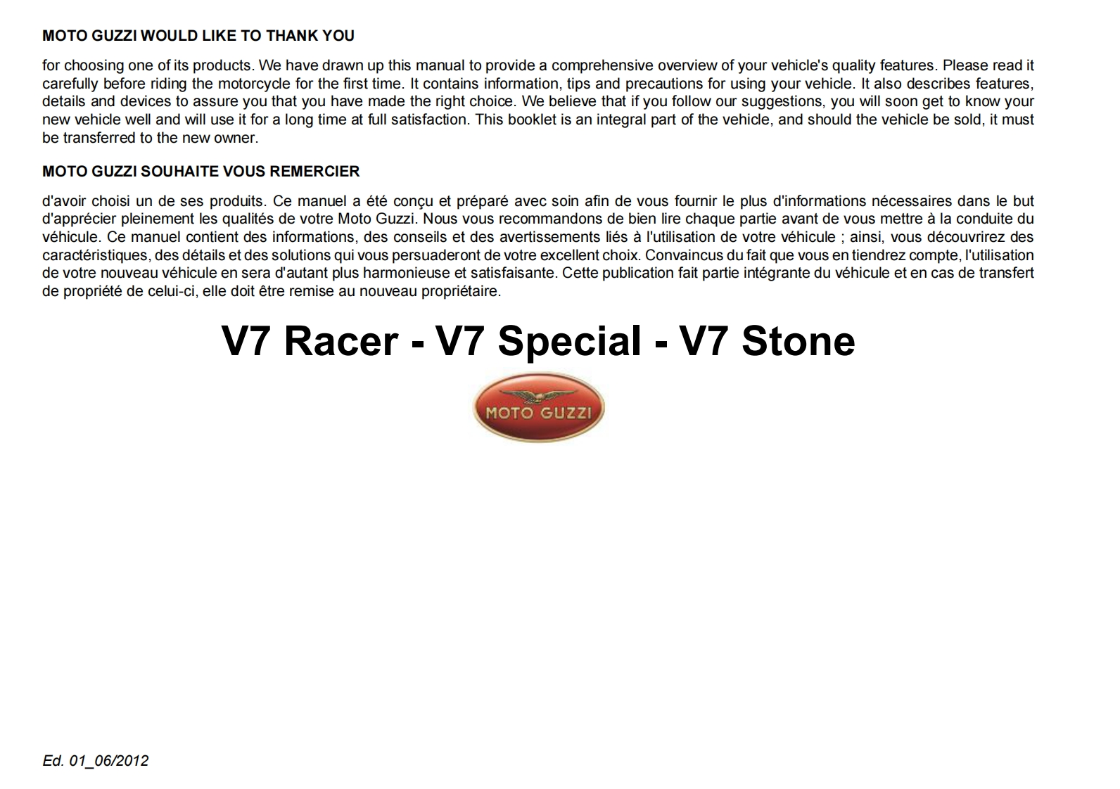 MOTOGUZZI摩托古兹摩托车V7-Racer---V7-Special---V7-Stone-ENUS-FR维修操作说明书手册
