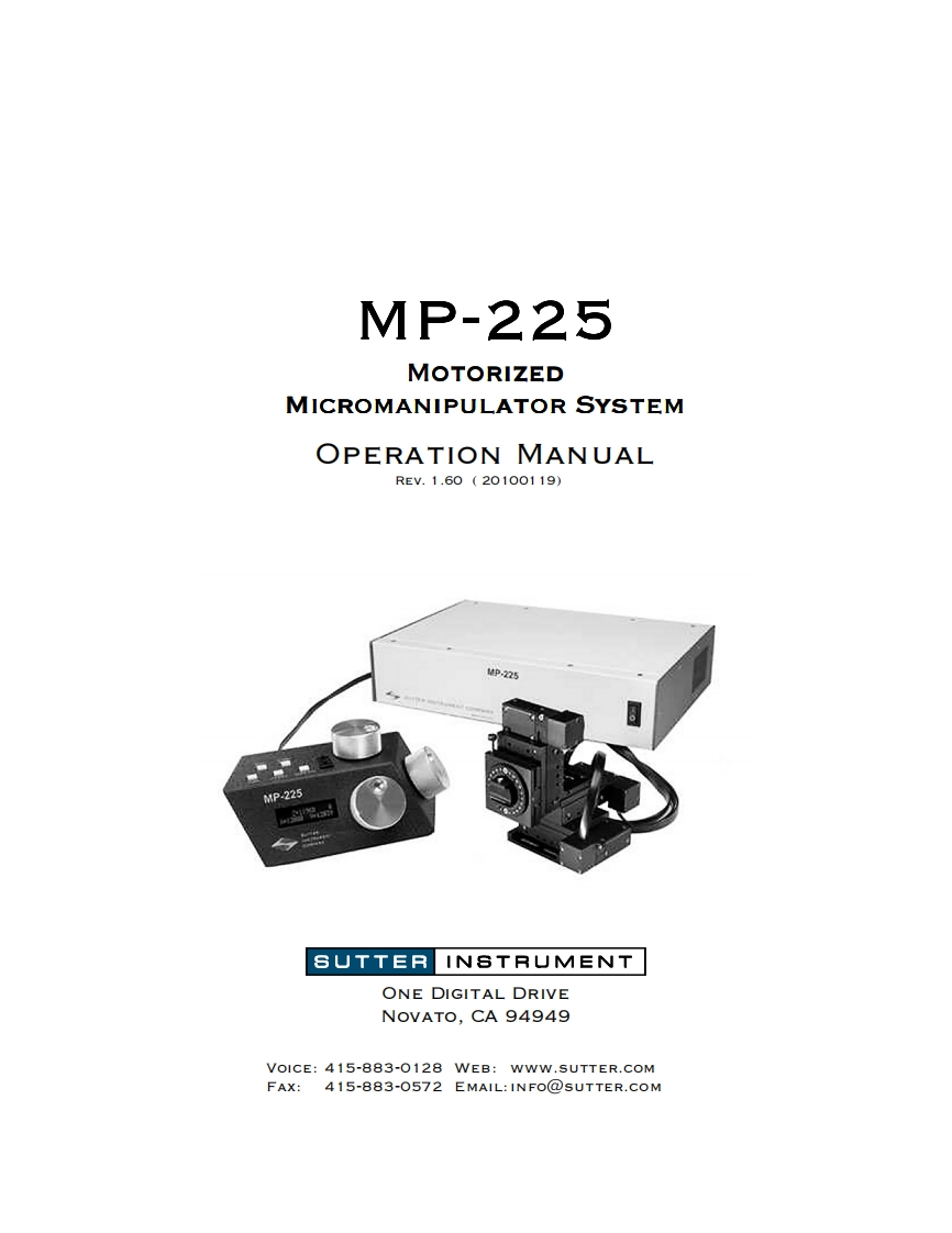 MP-225MicromanipulatorSystem操作说明书手册