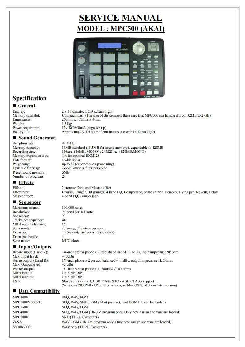 MPC500_维修手册电器原理图