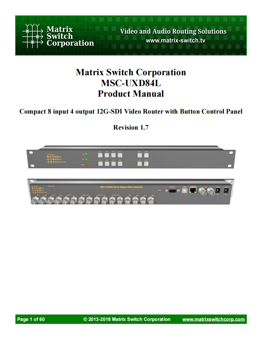MSC-UXD84L-操作说明书手册