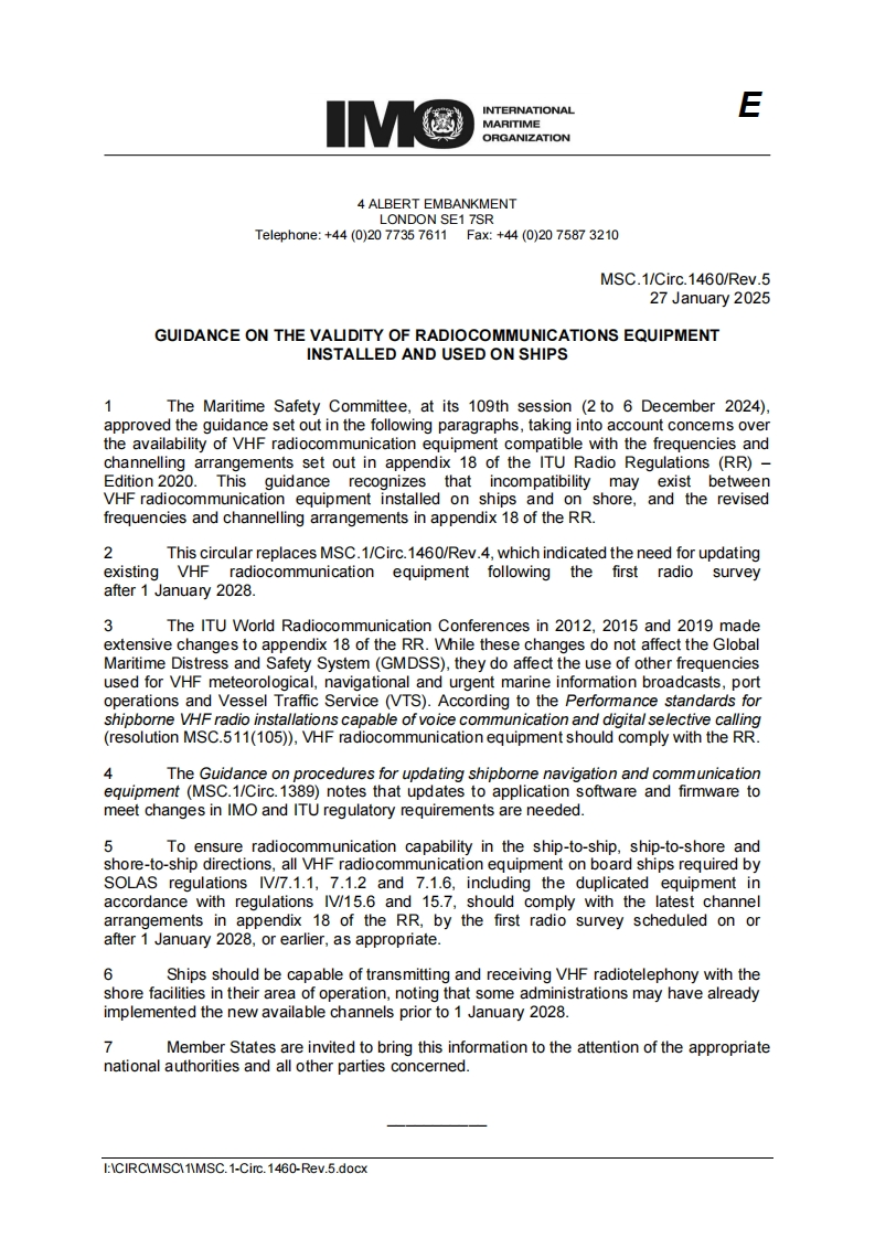 MSC.1-Circ.1460-Rev.5-GuidanceOnTheValidityOfRadiocommunicationsEquipmentInstalledAndUsedOnShips
