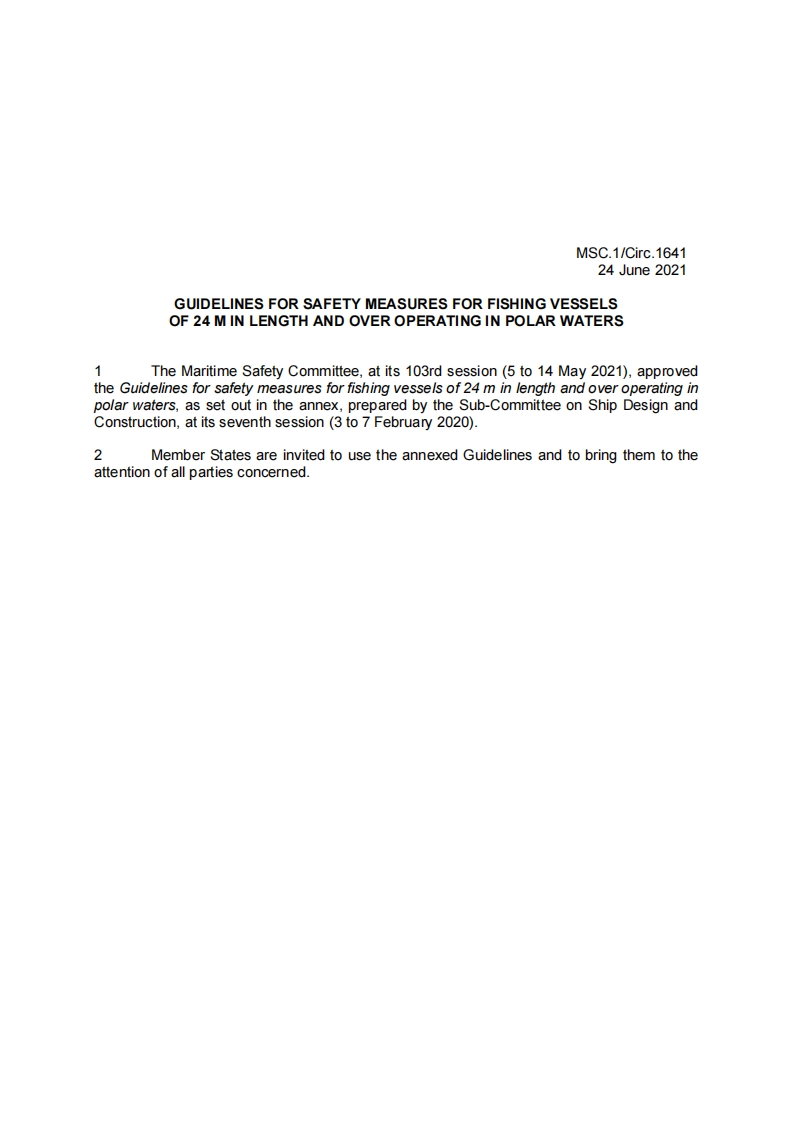 MSC.1-Circ.1641-GuidelinesForSafetyMeasuresForFishingVesselsOf24MInLengthAndOverOperatingIn(Secretariat)