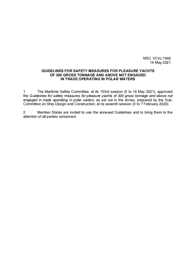 MSC.1-Circ.1642-GuidelinesForSafetyMeasuresForPleasureYachtsOf300GrossTonnageAndAboveNotEnga(Secretariat)