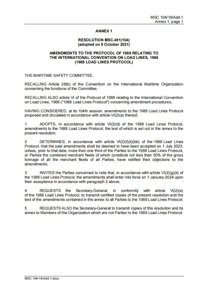 MSC.491(104)-Amendmentstothe1988LoadLinesProtocol