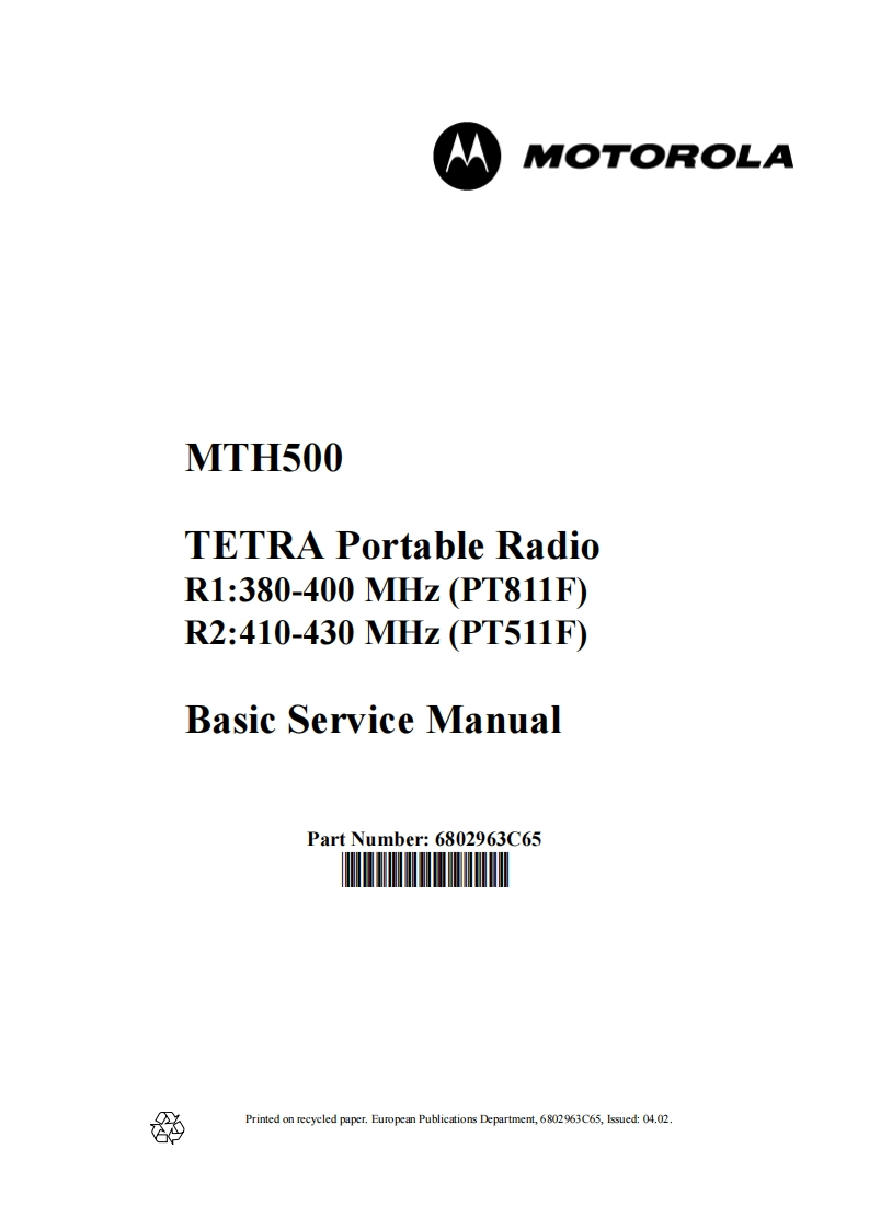 MTH500_Basic_Service_Manual维修电器原理图手册