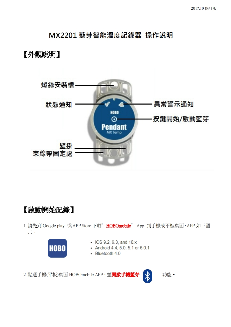 MX2201藍芽智能溫度記錄器说明书手册1061024