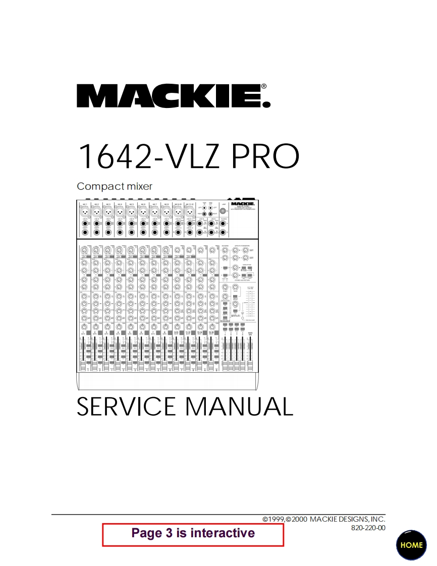 Mackie-1642-VLZ-Pro-Service-Manual维修服务手册说明书含电器原理图