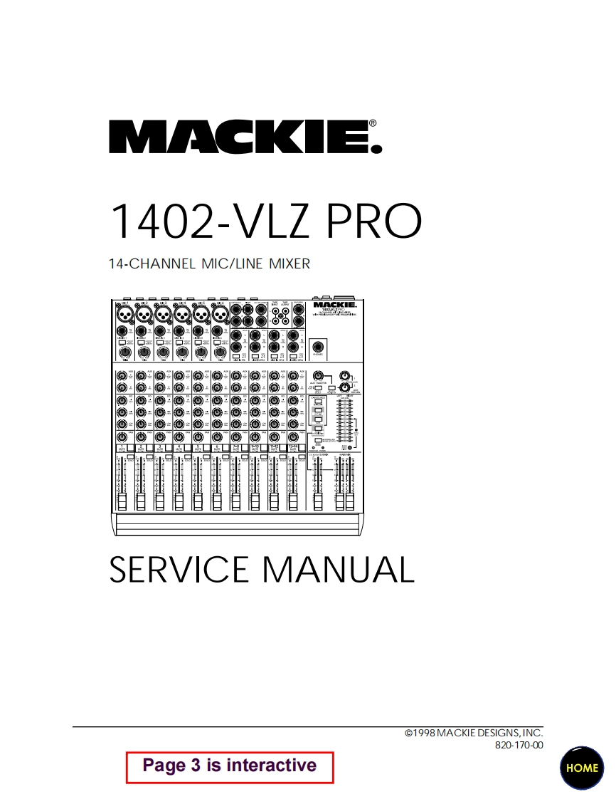 Mackie_1402-VLZ_Pro_Service_Manual维修服务手册含电器原理图