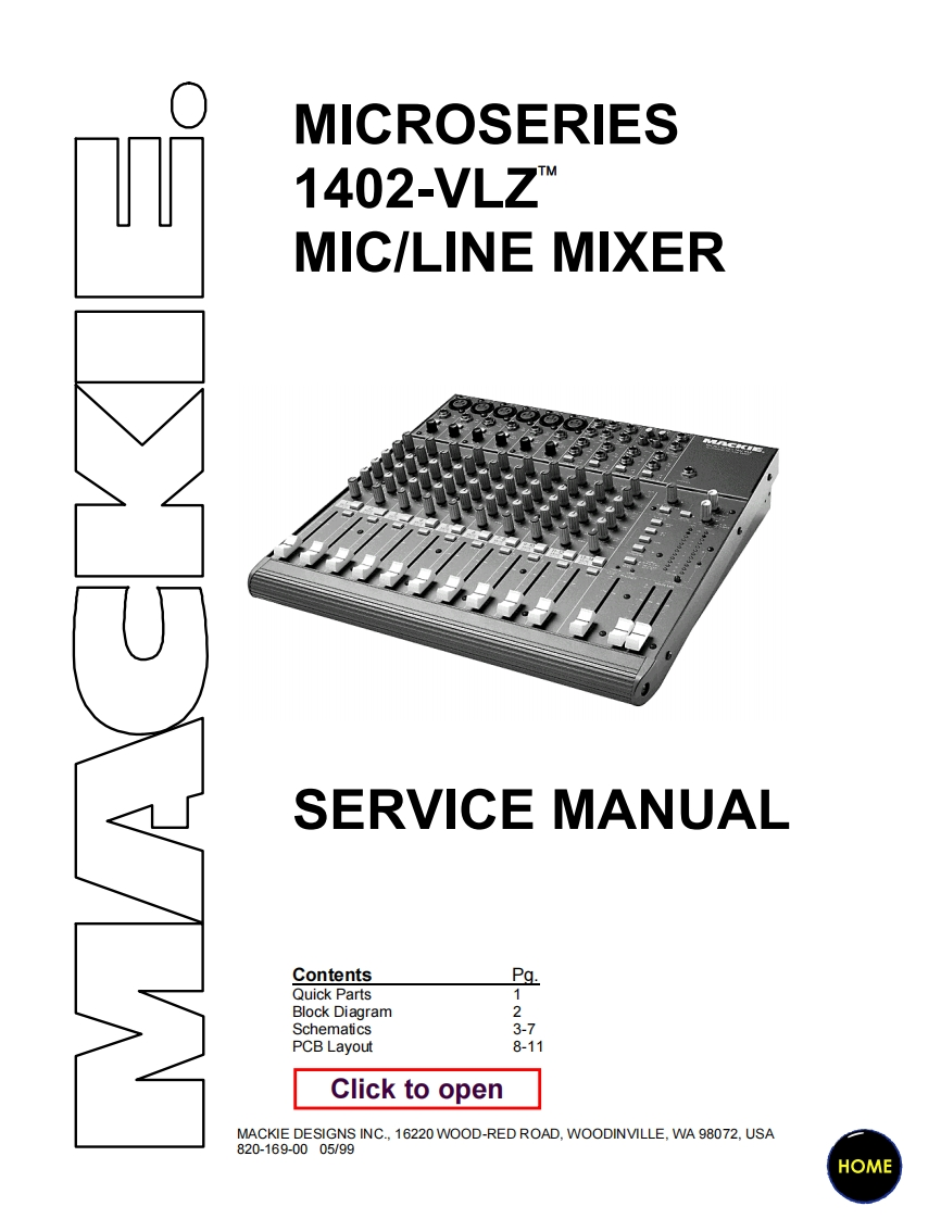 Mackie_1402-VLZ_Service_Manual维修服务手册含电器原理图_-_Schematic电器原理图s