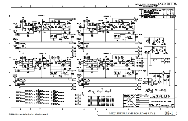 Mackie_8-Bus_Mic_-_Line_Preamp_Board_Schematic电器原理图s