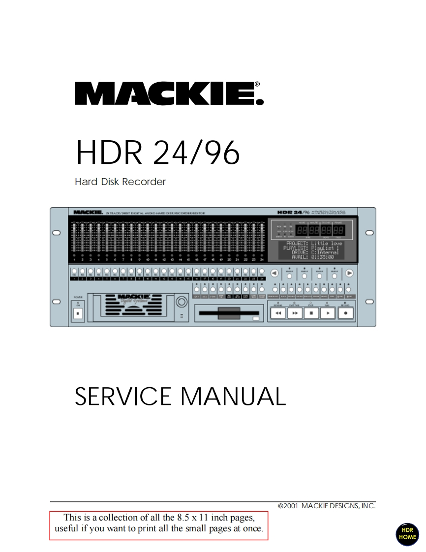 Mackie_HDR24-96_Service_Manual维修服务手册含电器原理图
