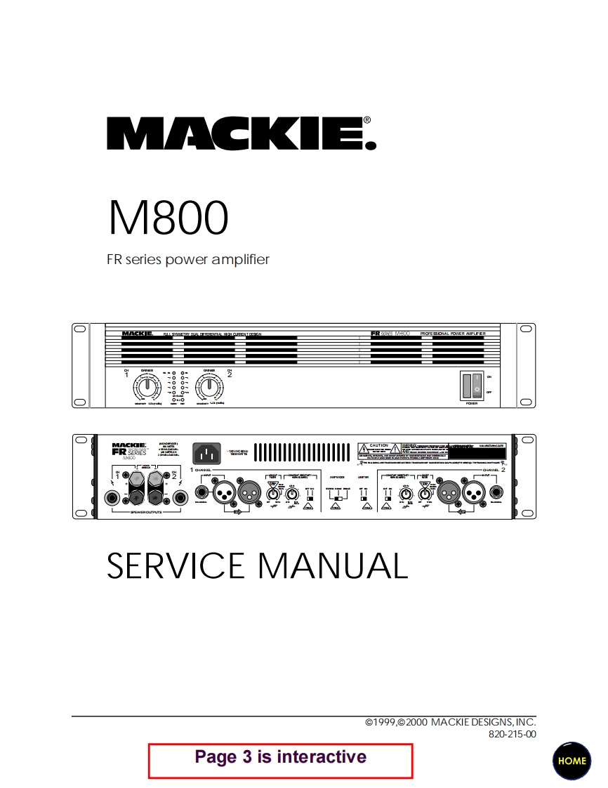 Mackie_M800_Service_Manual维修服务手册含电器原理图