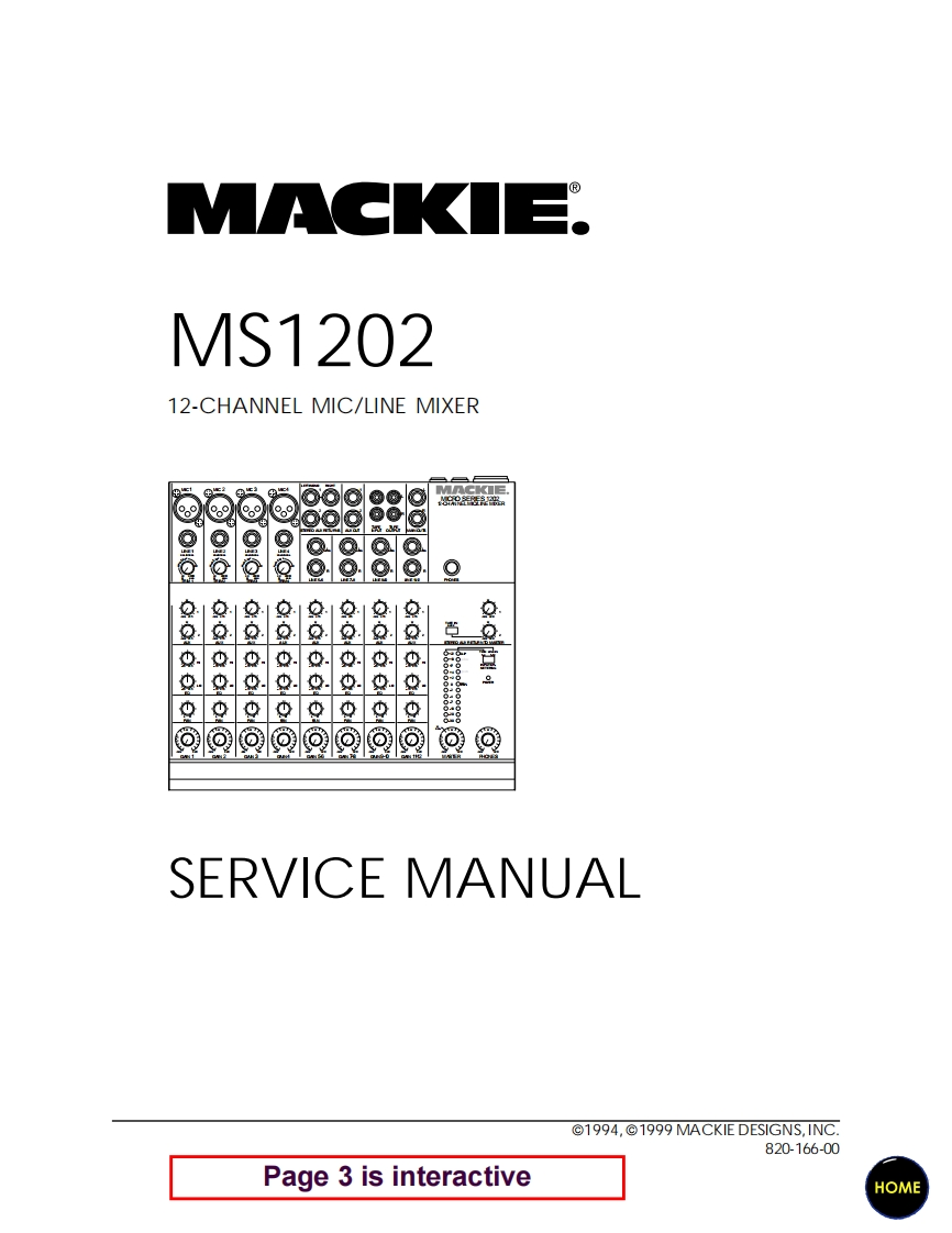 Mackie_MS1202_Mixer_Service_Manual维修服务手册含电器原理图