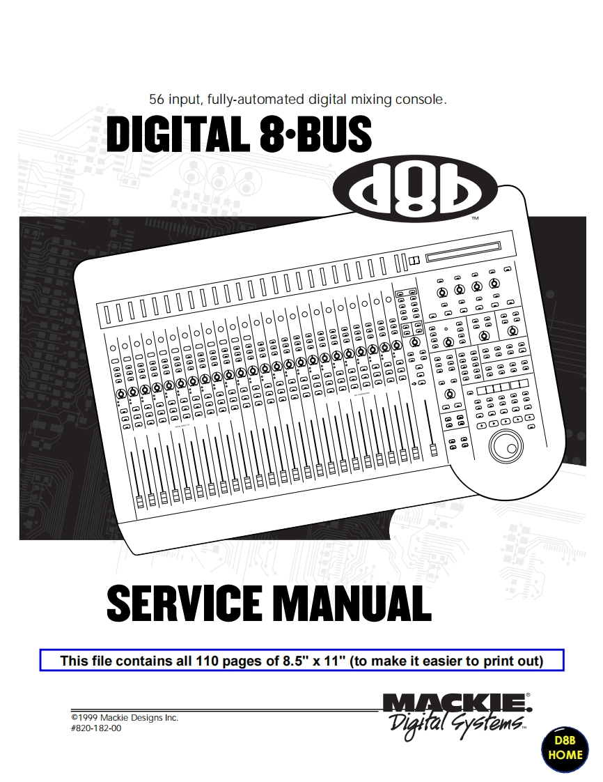 Mackie_d8b_Service_Manual维修服务手册含电器原理图